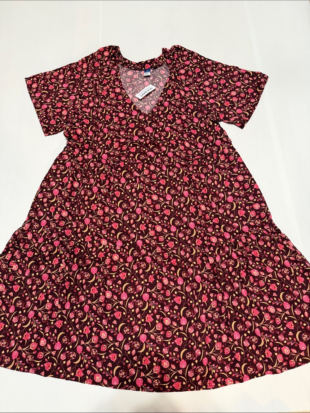 Old Navy V-Neck Floral Midi Tiered Dress with Side Pockets M Tall NWT